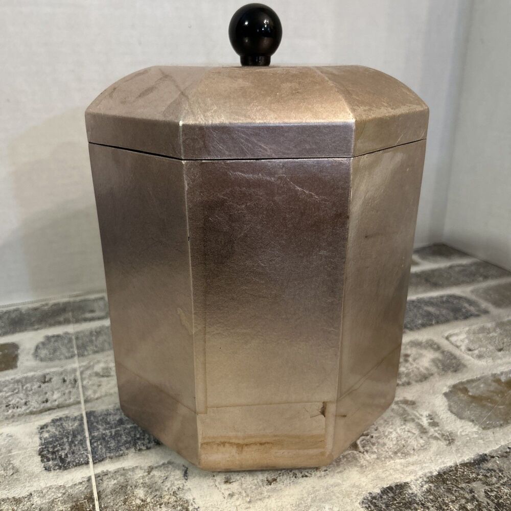 Gold Leaf Lacquer Ware Octagonal Lidded Ice Bucket by Nancy Calhoun Design